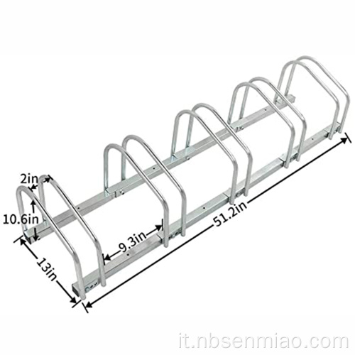 Portabiciclette regolabile da parcheggio a pavimento per 5 biciclette